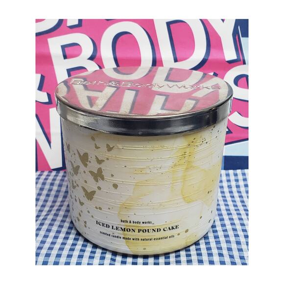 BBW Iced Lemon Pound Cake Butterfly Jar Large 3 Wick Candle Home Fragrance Decor - Picture 1 of 3